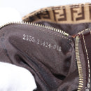 FENDI Zucchino Canvas Mamma Baguette Bag Coated Canvas Beige Gold Auth 200545V-12