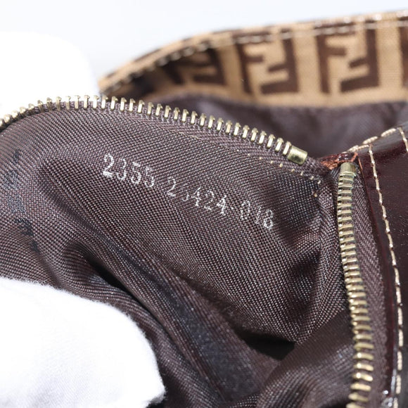 FENDI Zucchino Canvas Mamma Baguette Bag Coated Canvas Beige Gold Auth 200545V