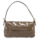 FENDI Zucchino Canvas Mamma Baguette Bag Coated Canvas Beige Gold Auth 200545V-2