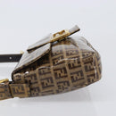 FENDI Zucchino Canvas Mamma Baguette Bag Coated Canvas Beige Gold Auth 200545V-4