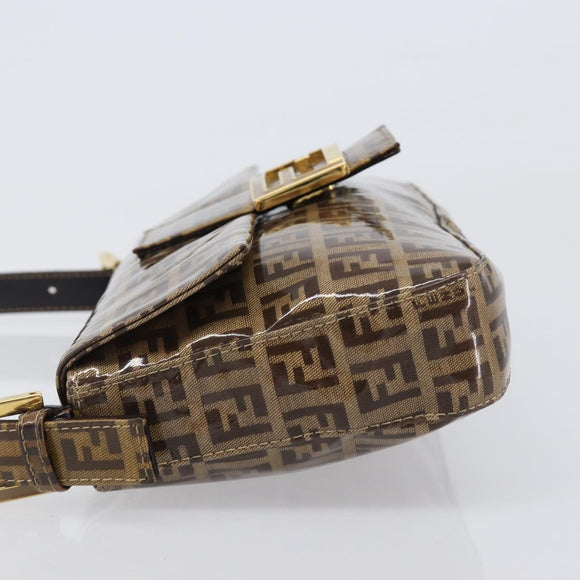 FENDI Zucchino Canvas Mamma Baguette Bag Coated Canvas Beige Gold Auth 200545V