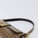 FENDI Zucchino Canvas Mamma Baguette Bag Coated Canvas Beige Gold Auth 200545V-8