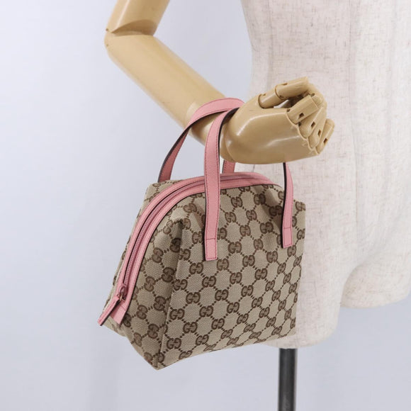 GUCCI GG Canvas Hand Bag Beige 124542 Auth 200546V