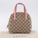 GUCCI GG Canvas Hand Bag Beige 124542 Auth 200546V-21