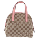 GUCCI GG Canvas Hand Bag Beige 124542 Auth 200546V-3
