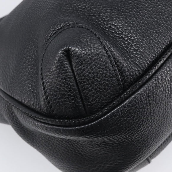 CHANEL Shoulder Bag Leather Black Silver CC Auth 200547A