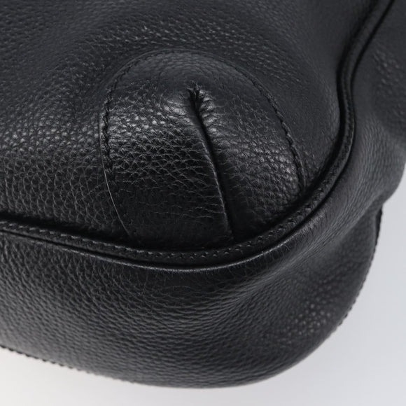 CHANEL Shoulder Bag Leather Black Silver CC Auth 200547A