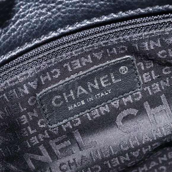 CHANEL Shoulder Bag Leather Black Silver CC Auth 200547A