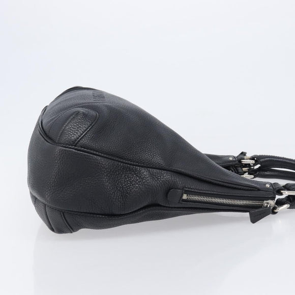 CHANEL Shoulder Bag Leather Black Silver CC Auth 200547A