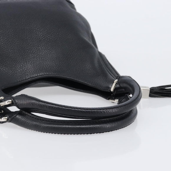 CHANEL Shoulder Bag Leather Black Silver CC Auth 200547A