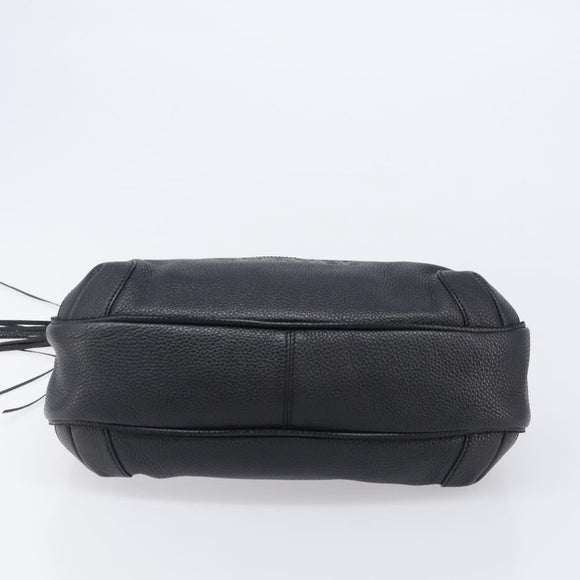 CHANEL Shoulder Bag Leather Black Silver CC Auth 200547A