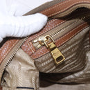 PRADA Tote Bag Canvas Jacquard Beige Gold Auth 200549M-22