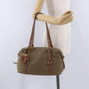 PRADA Tote Bag Canvas Jacquard Beige Gold Auth 200549M-24