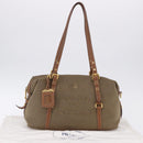 PRADA Tote Bag Canvas Jacquard Beige Gold Auth 200549M-12