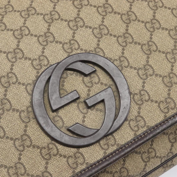 GUCCI GG Supreme Shoulder Bag PVC Beige Silver 223661 Auth 200553