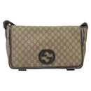 GUCCI GG Supreme Shoulder Bag PVC Beige Silver 223661 Auth 200553-2