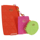 Christian Dior Canage Caro Trio Pouch Lamb Skin Multicolor Gold Auth 200565M-1