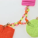 Christian Dior Canage Caro Trio Pouch Lamb Skin Multicolor Gold Auth 200565M-7