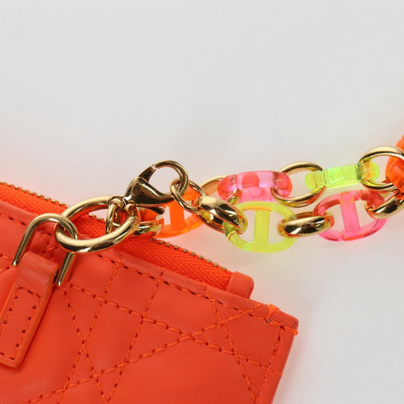 Christian Dior Canage Caro Trio Pouch Lamb Skin Multicolor Gold Auth 200565M