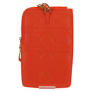 Christian Dior Canage Caro Trio Pouch Lamb Skin Multicolor Gold Auth 200565M-2