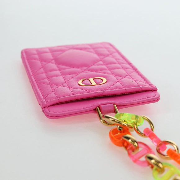 Christian Dior Canage Caro Trio Pouch Lamb Skin Multicolor Gold Auth 200565M