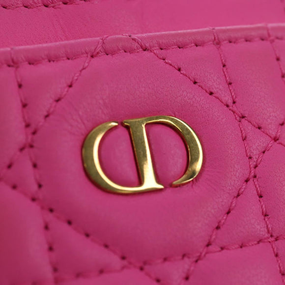 Christian Dior Canage Caro Trio Pouch Lamb Skin Multicolor Gold Auth 200565M