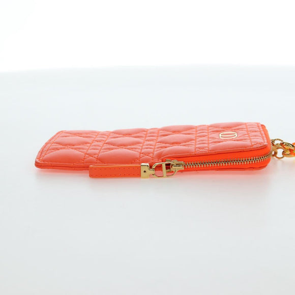 Christian Dior Canage Caro Trio Pouch Lamb Skin Multicolor Gold Auth 200565M