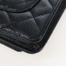 CHANEL Matelasse Chain Shoulder Wallet Caviar Skin Black Gold CC Auth 200576SM-13