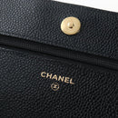 CHANEL Matelasse Chain Shoulder Wallet Caviar Skin Black Gold CC Auth 200576SM-17