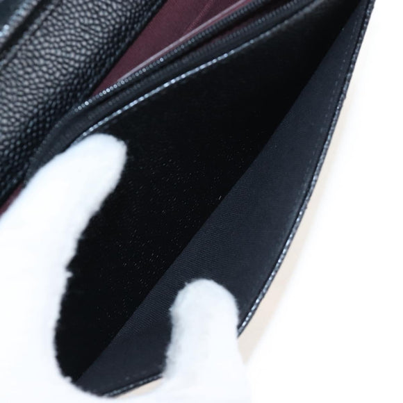 CHANEL Matelasse Chain Shoulder Wallet Caviar Skin Black Gold CC Auth 200576SM