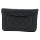 CHANEL Matelasse Chain Shoulder Wallet Caviar Skin Black Gold CC Auth 200576SM-3