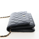CHANEL Matelasse Chain Shoulder Wallet Caviar Skin Black Gold CC Auth 200576SM-4