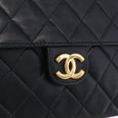 CHANEL Matelasse Chain Shoulder Bag Lamb Skin Navy Gold CC Auth 200577V-15