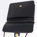 CHANEL Matelasse Chain Shoulder Bag Lamb Skin Navy Gold CC Auth 200577V-16