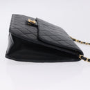 CHANEL Matelasse Chain Shoulder Bag Lamb Skin Navy Gold CC Auth 200577V-5