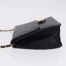 CHANEL Matelasse Chain Shoulder Bag Lamb Skin Navy Gold CC Auth 200577V-6