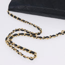 CHANEL Matelasse Chain Shoulder Bag Lamb Skin Navy Gold CC Auth 200577V-8
