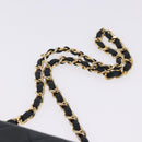 CHANEL Matelasse Chain Shoulder Bag Lamb Skin Navy Gold CC Auth 200577V-9
