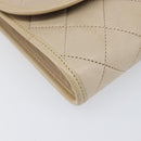 CHANEL Matelasse Chain Shoulder Bag Lamb Skin Beige Gold CC Auth 200578V-12