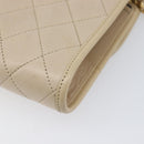 CHANEL Matelasse Chain Shoulder Bag Lamb Skin Beige Gold CC Auth 200578V-13