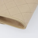 CHANEL Matelasse Chain Shoulder Bag Lamb Skin Beige Gold CC Auth 200578V-14