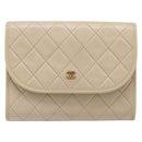 CHANEL Matelasse Chain Shoulder Bag Lamb Skin Beige Gold CC Auth 200578V-2