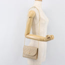CHANEL Matelasse Chain Shoulder Bag Lamb Skin Beige Gold CC Auth 200578V-21