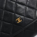 CHANEL Matelasse Chain Shoulder Bag Lamb Skin Black Gold CC Auth 200579V-14