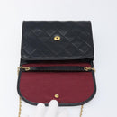 CHANEL Matelasse Chain Shoulder Bag Lamb Skin Black Gold CC Auth 200579V-15