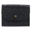 CHANEL Matelasse Chain Shoulder Bag Lamb Skin Black Gold CC Auth 200579V-2