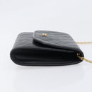 CHANEL Matelasse Chain Shoulder Bag Lamb Skin Black Gold CC Auth 200579V-4