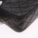 CHANEL Matelasse Chain Shoulder Bag Lamb Skin Black Gold CC Auth 200580V-10