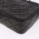 CHANEL Matelasse Chain Shoulder Bag Lamb Skin Black Gold CC Auth 200580V-11