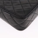 CHANEL Matelasse Chain Shoulder Bag Lamb Skin Black Gold CC Auth 200580V-12